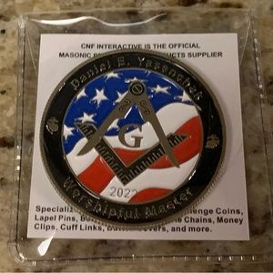 FREEMASON Masonic Temple Grand Lodge Philadelphia PA Gold plated Enameled Coin